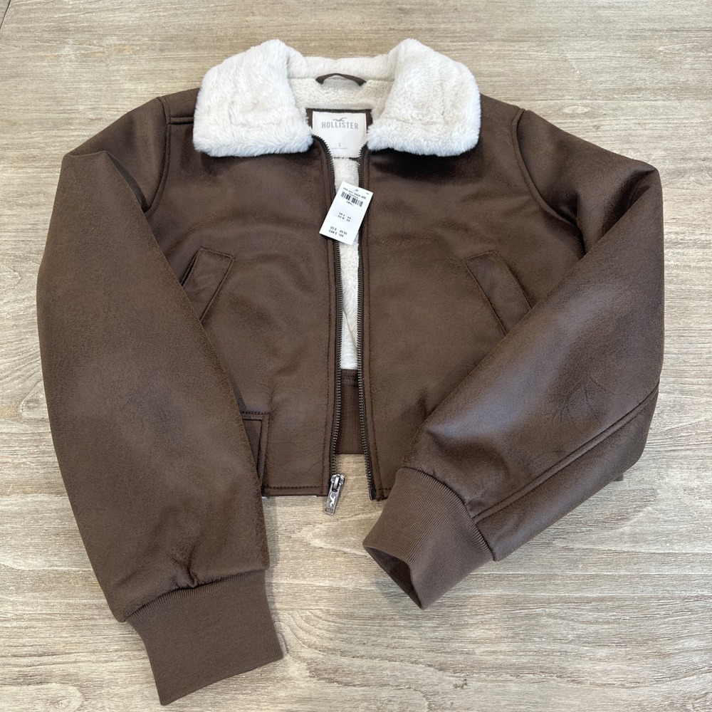NWT!! Hollister Bomber Jacket Faux Suede lined Size S $89.95